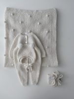 NEWBORN size Hospital Baby Set - Alpaca Blanket Long Legs Romper Booties and Bonnet - Image 6