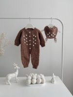 Deer Romper and Bonnet Set – Baby Christmas Outfit