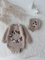 Merino Baby Romper and Bonnet Set – Embroidery - Image 3