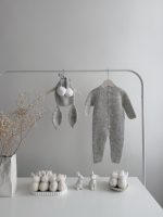 0-3 months Alpaca Silk Knit Bunny Romper Set – Romper and Bunny Bonnet - Image 7