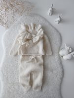 Baby Girl Alpaca Silk Set – Cream Ruffle Cardigan & Pants - Image 2
