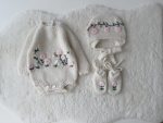 Baby Girl Alpaca Romper Set – Knit Outfit with Bonnet & Booties - Image 6