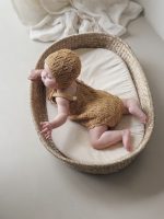 Cotton Knit Baby Romper & Bonnet Set – Sleeveless Summer Outfit - Image 4