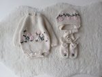 Baby Girl Alpaca Romper Set – Knit Outfit with Bonnet & Booties - Image 3