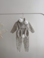 0-3 months Alpaca Silk Knit Bunny Romper Set – Romper and Bunny Bonnet - Image 4