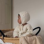 Embroidered Baby Cardigan and Bonnet Set – Cream Alpaca Knit