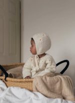 Embroidered Baby Cardigan and Bonnet Set – Cream Alpaca Knit