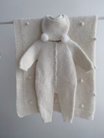 NEWBORN size Hospital Baby Set - Alpaca Blanket Long Legs Romper Booties and Bonnet - Image 13