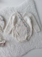 0-3 months Baby Girl Alpaca Romper Set – Knit Outfit with Bonnet & Booties - Image 9