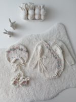 0-3 months Baby Girl Alpaca Romper Set – Knit Outfit with Bonnet & Booties - Image 2