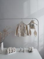 9-12 months Embroidered Baby Cardigan and Bonnet Set – Cream Alpaca Knit - Easter outfit - Image 15
