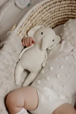 Cream Crochet Elephant Toy - Merino Wool Baby Cuddle Toy