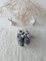 0-3 Months Bunny Booties – Baby Alpaca Genuine Fur Pom Poms