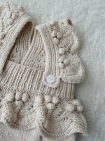 0-3 months Merino Baby Romper and Bonnet Set – Knit Sleeveless Outfit Beige - Image 4