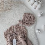 0-3 months Merino Knit Baby Romper and Bonnet Set - Newborn Photo Prop