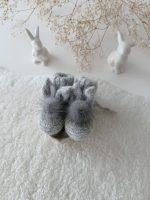 0-3 Months Bunny Booties – Baby Alpaca Genuine Fur Pom Poms - Image 4