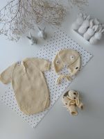 0-3 months Cotton Baby Romper Set – Bonnet and Booties Bee and Flower Embroidery - Image 7