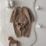 0-3 months Knit Merino Baby Romper and Bonnet Set Brown