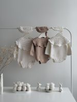 0-3 months Merino Knit Baby Romper and Bonnet Set - Newborn Photo Prop - Image 5