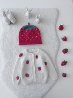 Baby Girl Cardigan and Bonnet Set – Strawberry Embroidery - Image 6