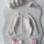 Flower Embroidered Baby Cardigan  – Cream Alpaca Knit