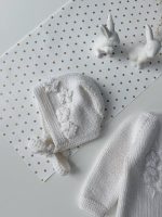 3-6 months Merino Knit Baby Romper and Bonnet Set - Image 3