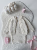 9-12 months Embroidered Baby Cardigan and Romper Set - Image 3