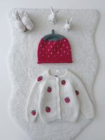 Baby Girl Cardigan and Bonnet Set – Strawberry Embroidery - Image 2