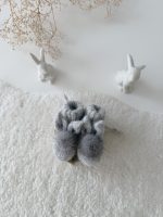 0-3 Months Bunny Booties – Baby Alpaca Genuine Fur Pom Poms - Image 2