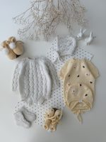 0-3 months Cotton Baby Romper Set – Bonnet and Booties Bee and Flower Embroidery - Image 9