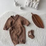 Hand Knitted Merino Baby Romper and Socks with Ducks