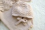 0-3 months Merino Knit Baby Romper and Bonnet Set - Newborn Photo Prop - Image 3